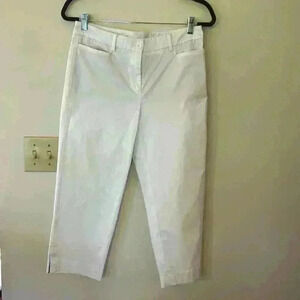 Talbots Perfect Skimmer Pants White Size 4 Front And Back Pockets Belt Loops